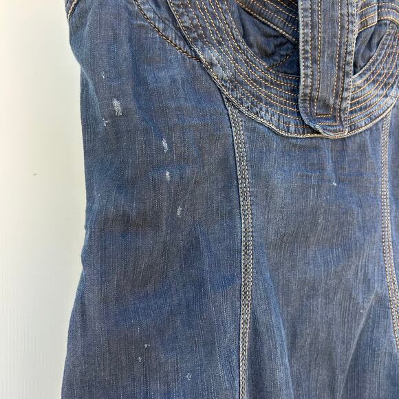 Vintage Roberto Cavalli Y2K 2000s Denim Jean Bustier Mini Dress 44 Size 8 - Picture 5 of 16